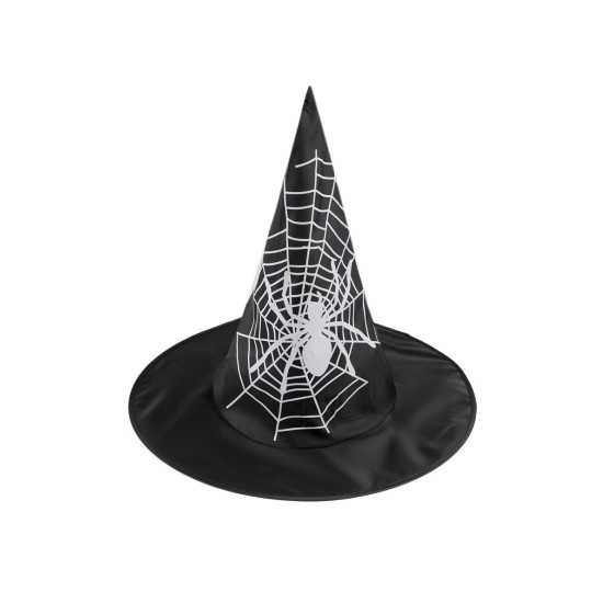 Carnival witch hat - spider web, skull, bat, pumpkin, witch - Black (3 Pieces) Carnival witch hat - spider web, skull, bat, pumpkin, witch - Black (3 Pieces)