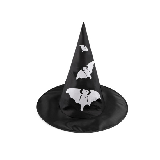 Carnival witch hat - spider web, skull, bat, pumpkin, witch - Black (3 Pieces) Carnival witch hat - spider web, skull, bat, pumpkin, witch - Black (3 Pieces)