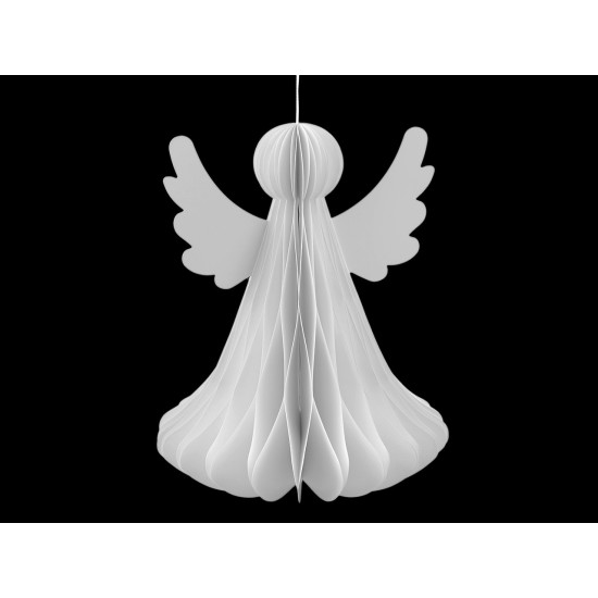 Folding paper angel hanging decoration 24 cm - White (1 Piece) Folding paper angel hanging decoration 24 cm - White (1 Piece)