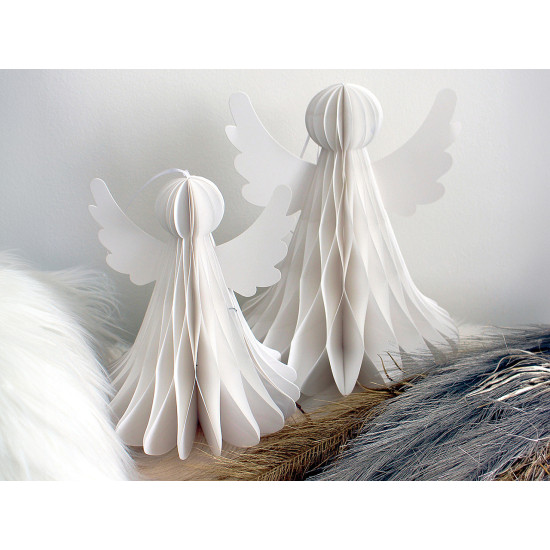 Folding paper angel hanging decoration 24 cm - White (1 Piece) Folding paper angel hanging decoration 24 cm - White (1 Piece)