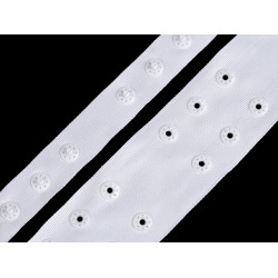 Body kapocs dupla - patentos szalag szélessége 42 mm - Fehér (1 Méter)