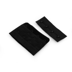 Przedłużka / zapięcie / haftki czterorzędowe szerokość 75 mm - Czarny (10 Pary)