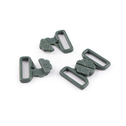 Chiusura / fermaglio per costumi da bagno, in plastica, larghezza: 17 mm - Bottiglia verde (100 Paia)
