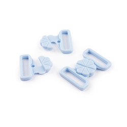 Chiusura / fermaglio per costumi da bagno, in plastica, larghezza: 17 mm - Blu bambino (100 Paia)