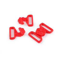 Chiusura / fermaglio per costumi da bagno, in plastica, larghezza: 17 mm - Rosso (100 Paia)