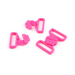 Chiusura / fermaglio per costumi da bagno, in plastica, larghezza: 17 mm - Neon rosa (100 Paia)
