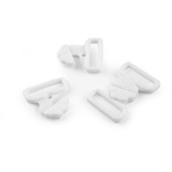 Chiusura / fermaglio per costumi da bagno, in plastica, larghezza: 17 mm - Bianco (100 Paia)