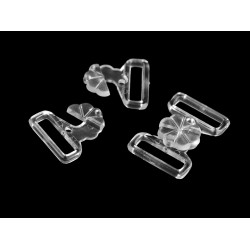 Chiusura / fermaglio per costumi da bagno, in plastica, larghezza: 17 mm - Trasparente (100 Paia)