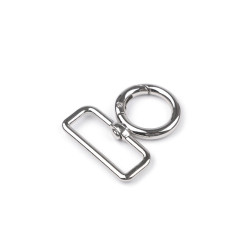 Karabińczyk metalowy z krętlikiem, otwór do przewlekania 32 mm - Nikiel (1 Sztuka)