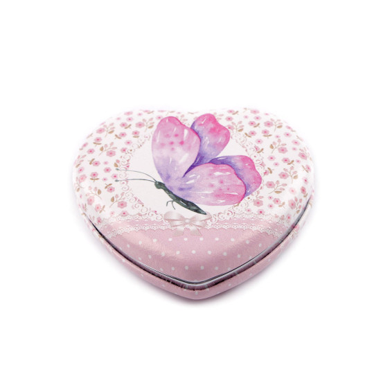 Cosmetic mirror, heart with butterfly - Pink (1 Piece) Cosmetic mirror, heart with butterfly - Pink (1 Piece)