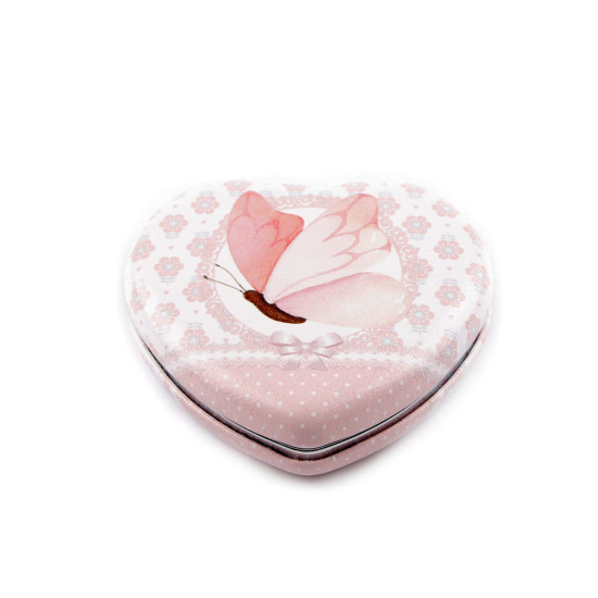 Cosmetic mirror, heart with butterfly - Pink (1 Piece) Cosmetic mirror, heart with butterfly - Pink (1 Piece)