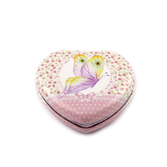 Cosmetic mirror, heart with butterfly - Pink (1 Piece) Cosmetic mirror, heart with butterfly - Pink (1 Piece)