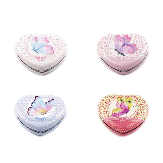 Cosmetic mirror, heart with butterfly - Pink (1 Piece) Cosmetic mirror, heart with butterfly - Pink (1 Piece)