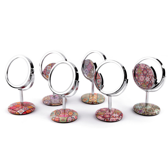 Cosmetic table mirror with rhinestones, mandala - Darksalmon (1 Piece) Cosmetic table mirror with rhinestones, mandala - Darksalmon (1 Piece)