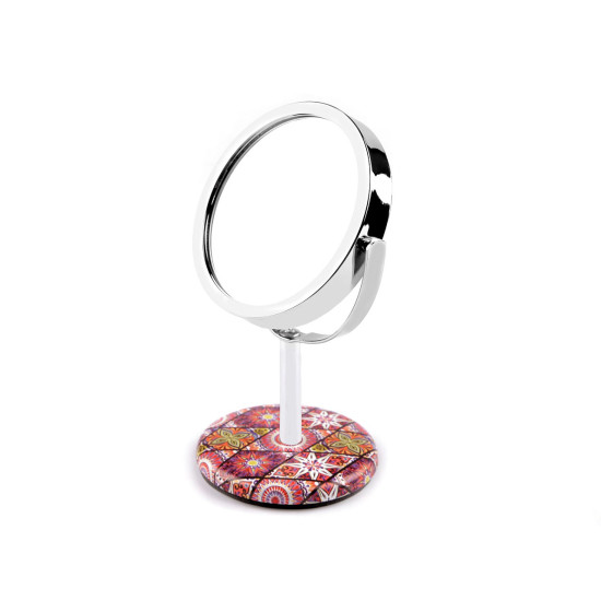 Cosmetic table mirror with rhinestones, mandala - Darksalmon (1 Piece) Cosmetic table mirror with rhinestones, mandala - Darksalmon (1 Piece)
