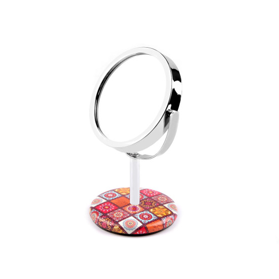Cosmetic table mirror with rhinestones, mandala - Darksalmon (1 Piece) Cosmetic table mirror with rhinestones, mandala - Darksalmon (1 Piece)