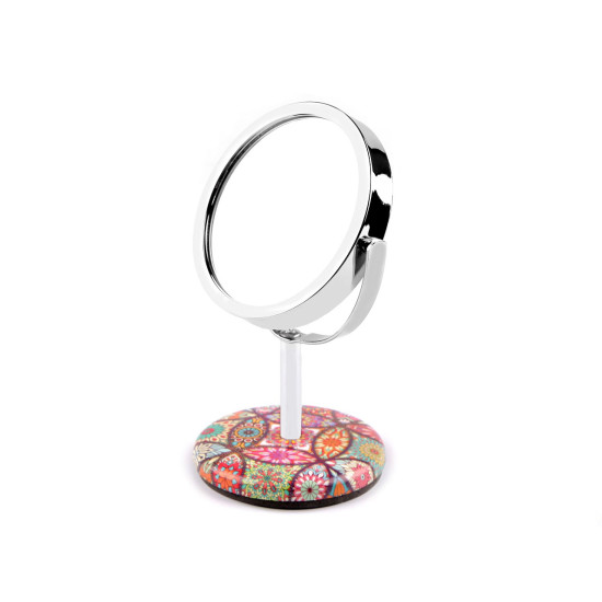 Cosmetic table mirror with rhinestones, mandala - Darksalmon (1 Piece) Cosmetic table mirror with rhinestones, mandala - Darksalmon (1 Piece)