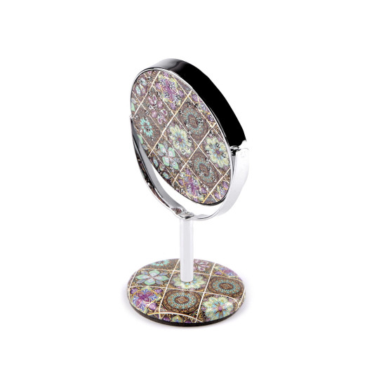 Cosmetic table mirror with rhinestones, mandala - Darksalmon (1 Piece) Cosmetic table mirror with rhinestones, mandala - Darksalmon (1 Piece)