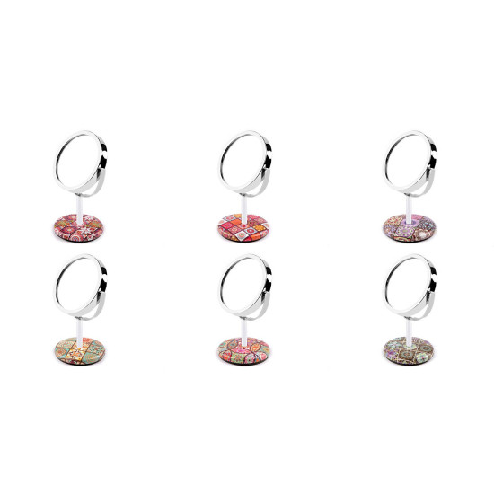 Cosmetic table mirror with rhinestones, mandala - Darksalmon (1 Piece) Cosmetic table mirror with rhinestones, mandala - Darksalmon (1 Piece)