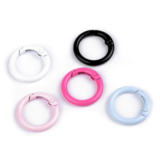 Spring o rings, round spring clips / keyrings, painted ø25 mm - White (5 Pieces) Spring o rings, round spring clips / keyrings, painted ø25 mm - White (5 Pieces)