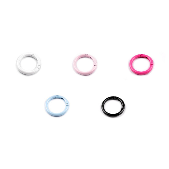 Spring o rings, round spring clips / keyrings, painted ø25 mm - White (5 Pieces) Spring o rings, round spring clips / keyrings, painted ø25 mm - White (5 Pieces)