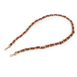 Cinturino in eco pelle, con catena e moschettoni, larghezza: 2 cm - Marrone cognac (1 Pezzo)