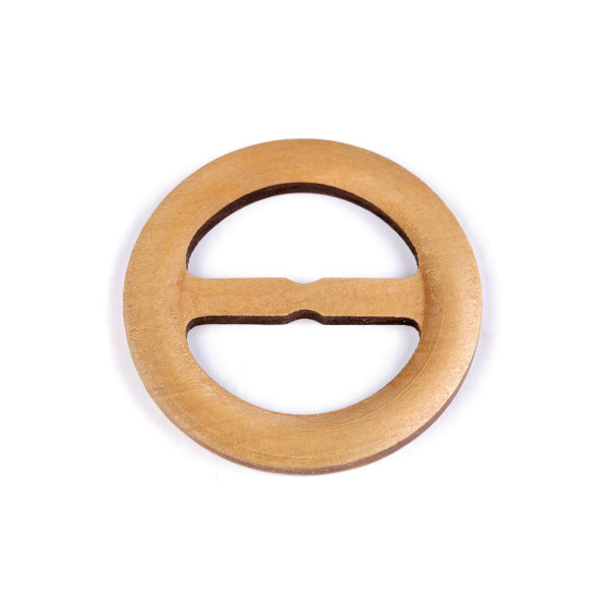 Wooden clip / buckle for clothes and macrame, ø60 mm, pulling hole 40 mm - Brown (1 Piece) Wooden clip / buckle for clothes and macrame, ø60 mm, pulling hole 40 mm - Brown (1 Piece)