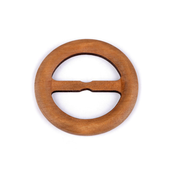 Wooden clip / buckle for clothes and macrame, ø60 mm, pulling hole 40 mm - Brown (1 Piece) Wooden clip / buckle for clothes and macrame, ø60 mm, pulling hole 40 mm - Brown (1 Piece)
