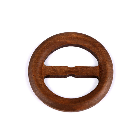 Wooden clip / buckle for clothes and macrame, ø60 mm, pulling hole 40 mm - Brown (1 Piece) Wooden clip / buckle for clothes and macrame, ø60 mm, pulling hole 40 mm - Brown (1 Piece)