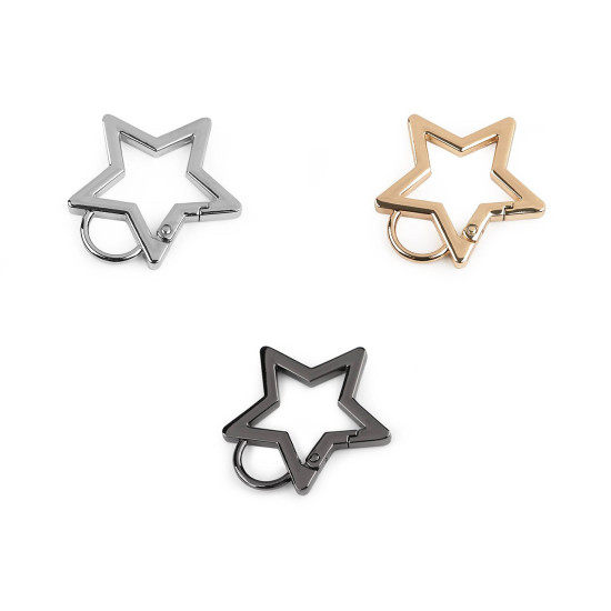 Karabińczyk metalowy gwiazda, otwór do przewlekania 12 mm - Różowozłota (5 Sztuki) Karabińczyk metalowy gwiazda, otwór do przewlekania 12 mm - Różowozłota (5 Sztuki)