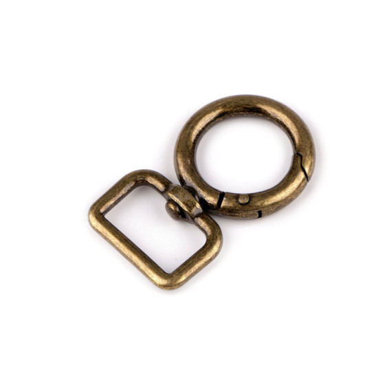 Karabińczyk metalowy z krętlikiem z otworem do przewlekania 19 mm - Nikiel (5 Sztuki) Karabińczyk metalowy z krętlikiem z otworem do przewlekania 19 mm - Nikiel (5 Sztuki)