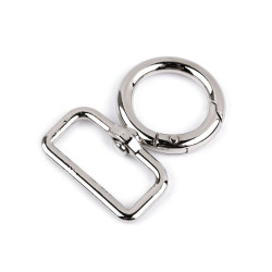 Karabińczyk metalowy z krętlikiem, otwór do przewlekania 25 mm - Nikiel (1 Sztuka)