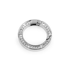 Karabiner mit geschliffenen steinchen rund, ø 24 mm - Nickel (1 Stück)