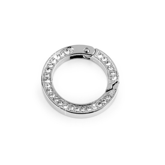 Anneau en o / mousqueton à ressort avec strass, ø 24 mm - Nickel (1 Pièce) Anneau en o / mousqueton à ressort avec strass, ø 24 mm - Nickel (1 Pièce)