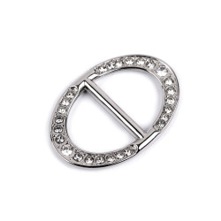 Design buckle with rhinestones, 19 mm - Crystal (1 Piece)