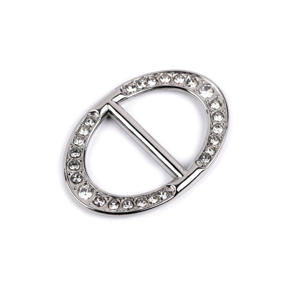 Design-schnalle mit geschliffenen steinchen, durchzug 19 mm - Crystal (1 Stück) Design-schnalle mit geschliffenen steinchen, durchzug 19 mm - Crystal (1 Stück)