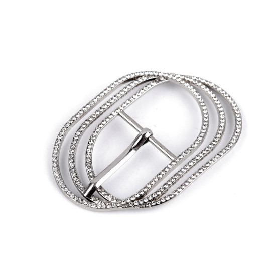 Design belt buckle with rhinestones, pulling hole 25 mm - Crystal (2 Pieces) Design belt buckle with rhinestones, pulling hole 25 mm - Crystal (2 Pieces)