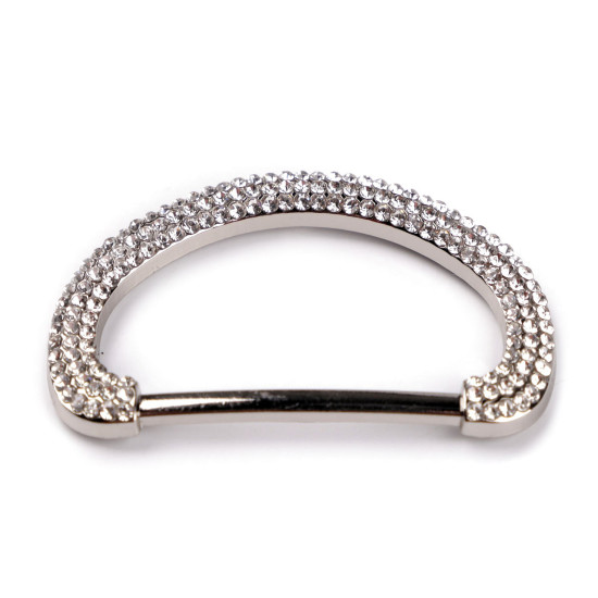 Design buckle with rhinestones, pulling hole 30 mm - Crystal (2 Pieces) Design buckle with rhinestones, pulling hole 30 mm - Crystal (2 Pieces)