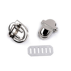 Bag fastening / lock set 20x29 mm - Nickel (10 Sets)