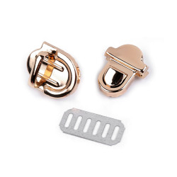 Bag fastening / lock set 20x29 mm - Pink gold (10 Sets)
