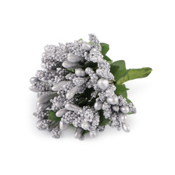 Metallic artificial pistils / stamen picks - Silver (1 Bunch)