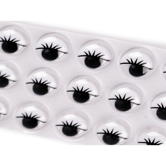 Self-adhesive wiggle eyes with eyelashes ø10 and 12 mm - Black (1 Card) Self-adhesive wiggle eyes with eyelashes ø10 and 12 mm - Black (1 Card)