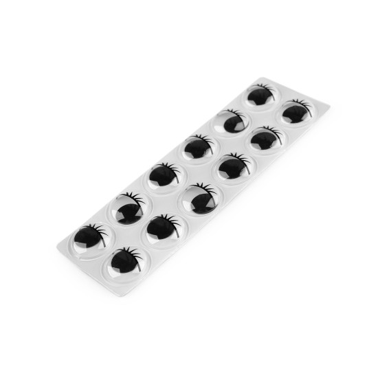 Self-adhesive wiggle eyes with eyelashes ø18 and 20 mm - Black (1 Card) Self-adhesive wiggle eyes with eyelashes ø18 and 20 mm - Black (1 Card)