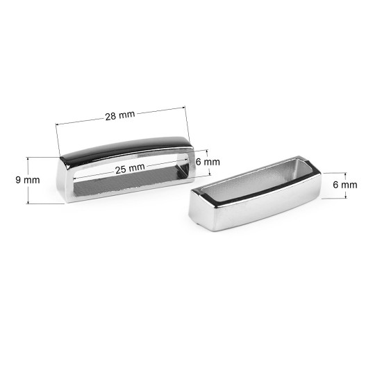 Designový kovový průvlek 25 mm na kabelky a opasky - Nikl (5 Kusy) Designový kovový průvlek 25 mm na kabelky a opasky - Nikl (5 Kusy)