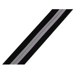 Cerniera impermeabile, in nylon/spirale, n. 7, riflettente - Nero (1 Metro)