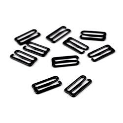 Metal bra straps hook width 18 mm - Black (10 Pieces)