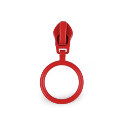 Tirette pour fermeture éclair en nylon, no 5, avec anneau coloré - Rouge (20 Pièces)