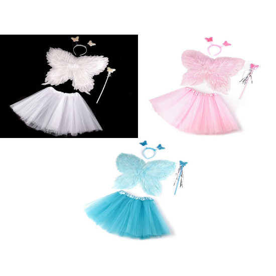 Carnival / party costume - fairy, feather wings - White (1 Set) Carnival / party costume - fairy, feather wings - White (1 Set)