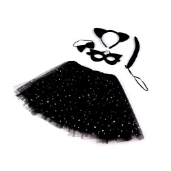 Carnival / party costume - cat - Black (1 Set)