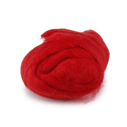 Wool fleece roving 20 g combed - Red (1 Bag)